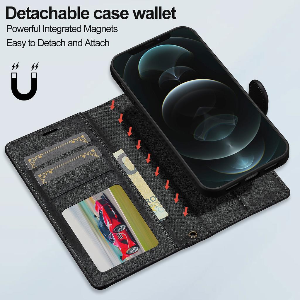 LC.IMEEKE L2 Series for iPhone 14/13 Case PU Leather Wallet Detachable Magnetic Phone Cover