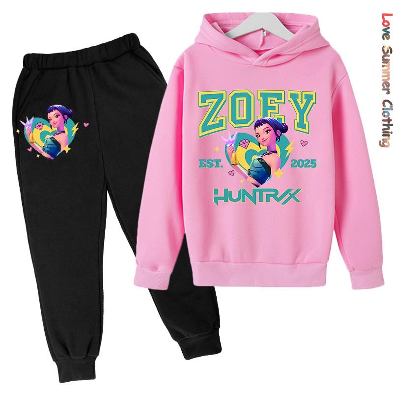Girls Hoodie Tracksuit KPop Demon Hunters Character Hoodie MIRA HD Print RUMI Autumn Kids Hoodie Set ZOEY Thin Fleece Hoodie Set