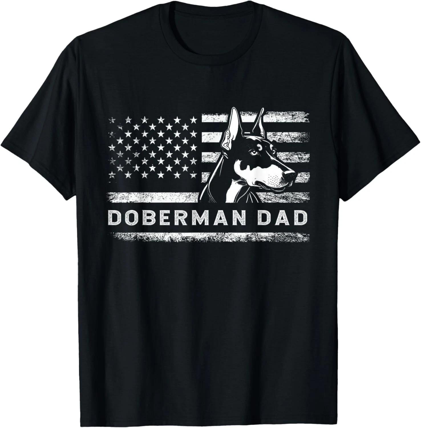 

Doberman Pinscher Dog Dad American Flag Dobie Dad T-Shirt 3XL