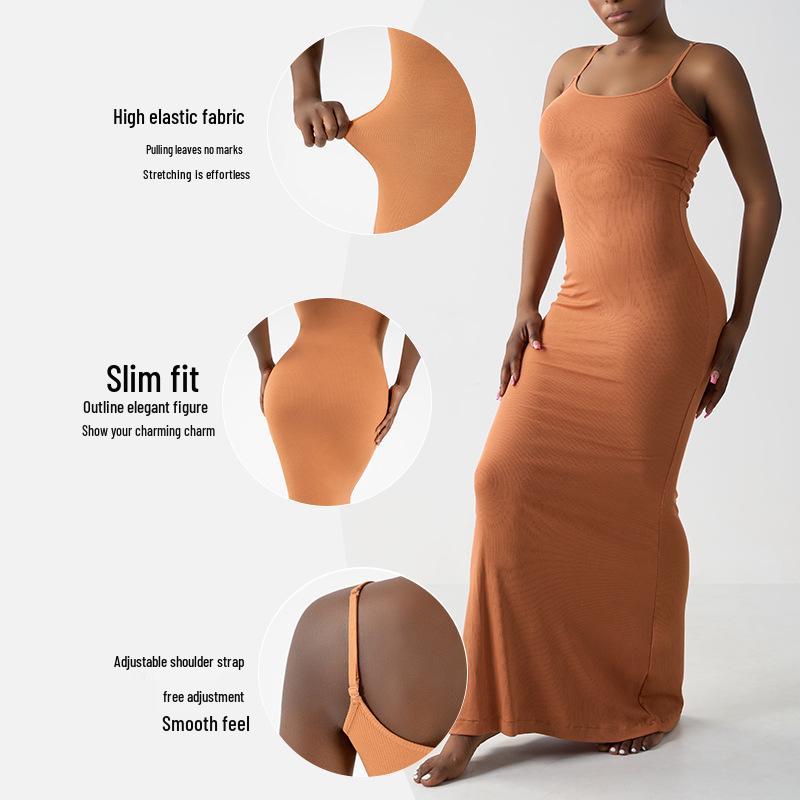 European & American Summer Slim Modal Ribbed Camisole Dress: Women's Socialite Style