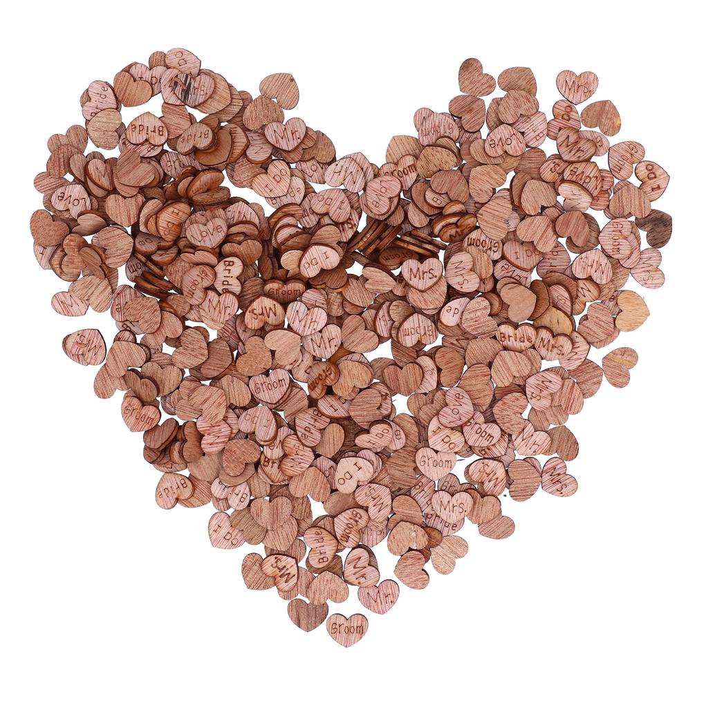 500 Stück Herzform Chips Holzmaserung Scheibe Dekoration DIY Handgefertigt Scrapbook Basteln