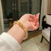 Natural yellow crystal bracelet for women, unique gift, Brazilian yellow loose beads, golden rutilated crystal bracelet