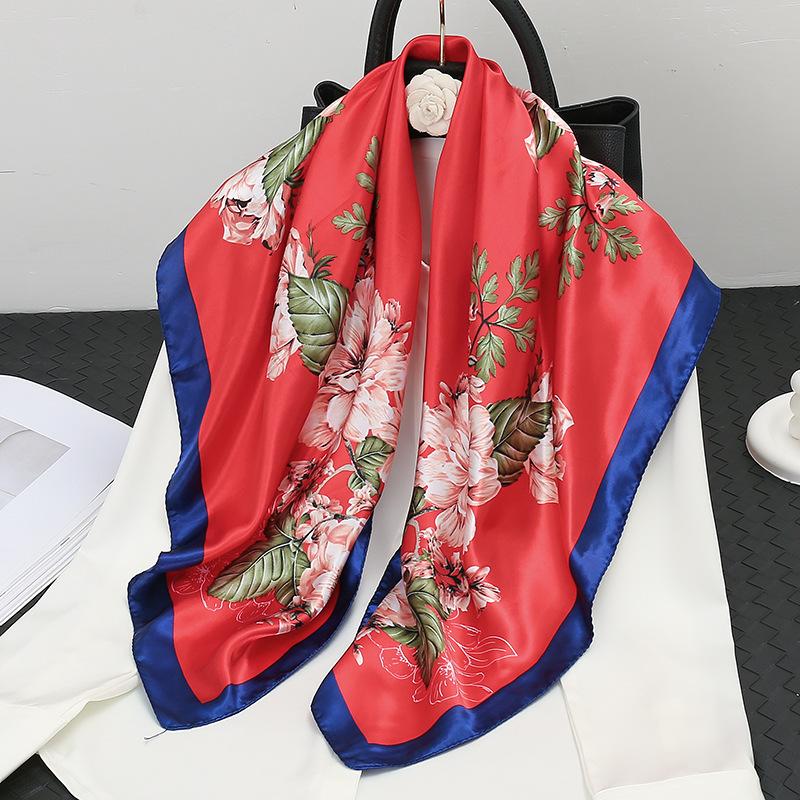 

Весна/лето Новый женский шелковый шарф 90 * 90 см Имитация шелкового твила квадратный шарф Модный принт большой квадратный шарф профессиональный шарф 90-90cm