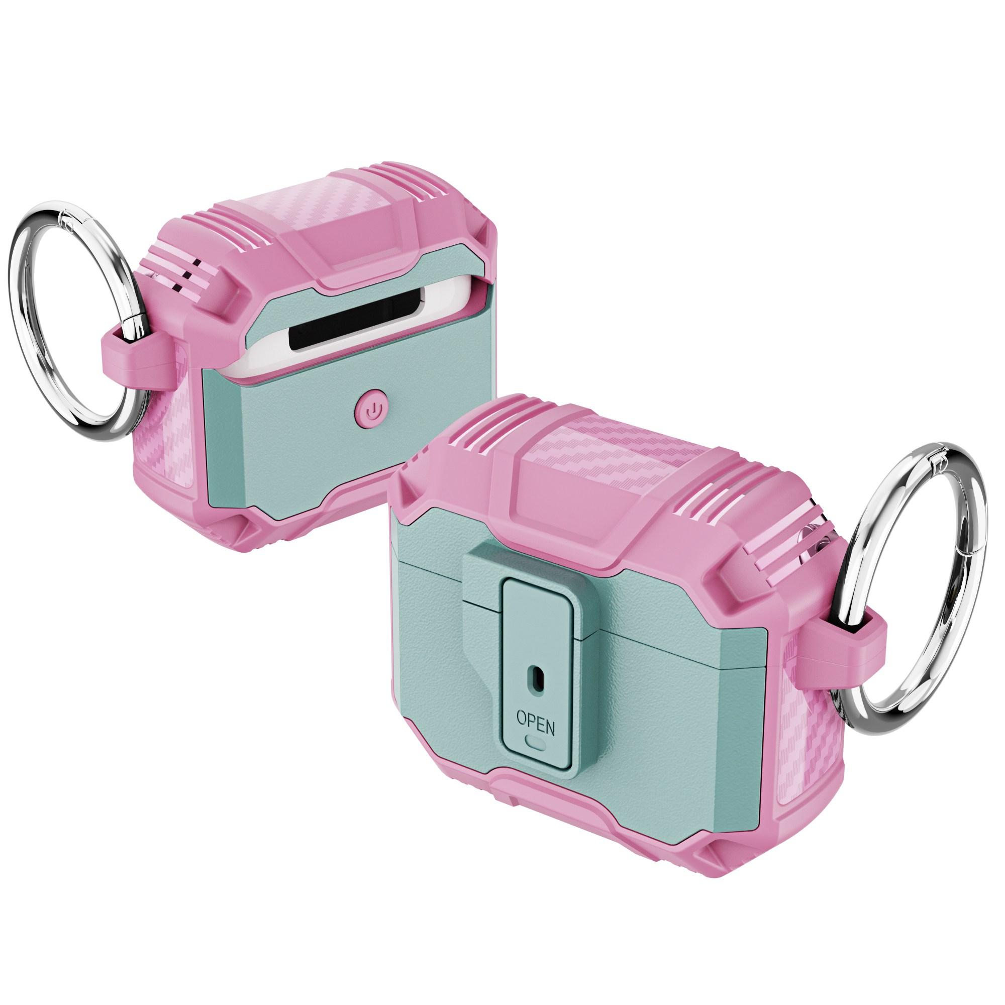 

Earphone Case Cover for Apple AirPods 3 Soft TPU+PC Protective Case Pink/Grey Green