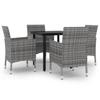 5 Piece Garden Dining Set with Cushions Poly Rattan and Glass