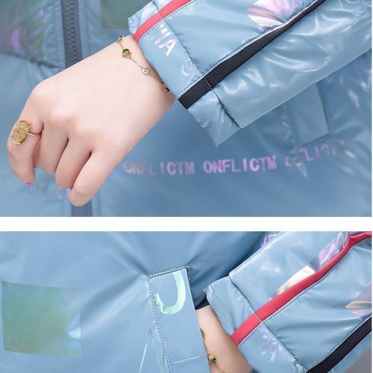 Winter Woman Wash-Free Glossy Parka Loose Thickened Warm Hooded Parka Short Windproof Waterproof Jacket