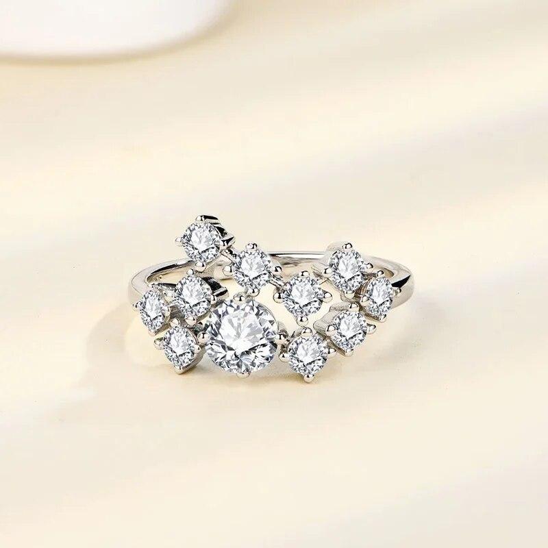 Full D Moissanite Ring 925 Sterling Silver Lab Diamond Wedding Band Engagement Designer Rings Gifts for Women Pass Tester