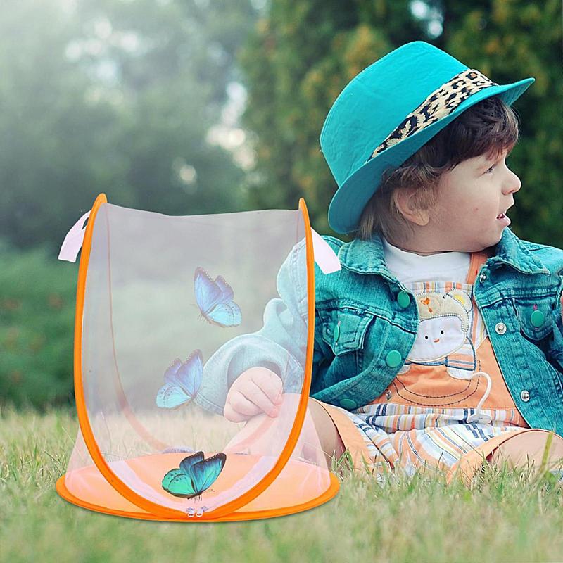 Insect Cage Mesh Habitat Butterfly Grid Breeding Net Foldable Growing Breeding House with Zipper Small Catching Animal Feeder