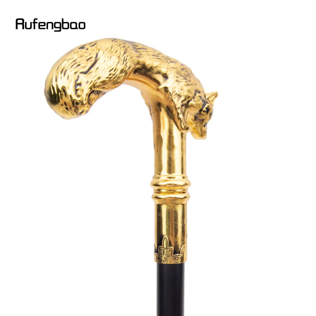 Goldener Wolf-Gehstock, modischer dekorativer Gehstock für Gentleman, eleganter Cosplay-Gehstock, Knauf, Bischofsstab, 90 cm
