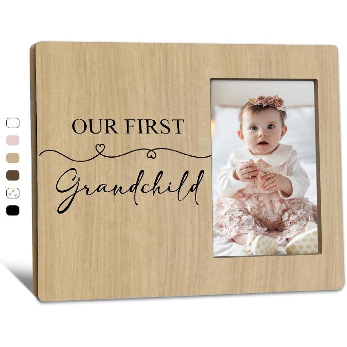 First Granddaughter Gifts Picture Frame 4x6, First Time Grandparents Gifts Photo Frame, New Baby Gift for Grandparents, New Grandparent Gift Wooden