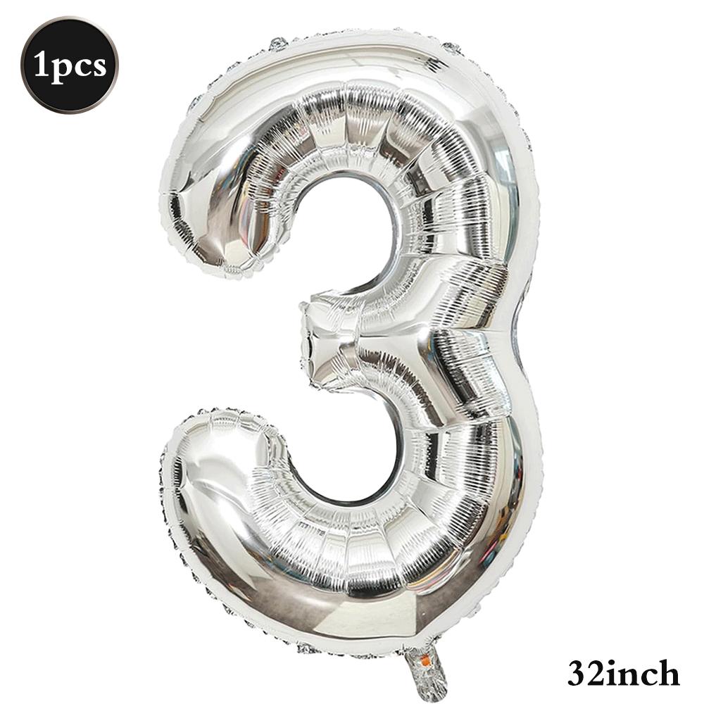 32inch Silver Number Foil Balloons Large Digit 0-9 Helium Globos Happy Birthday Party Decor Wedding Anniversary Graduation 2026
