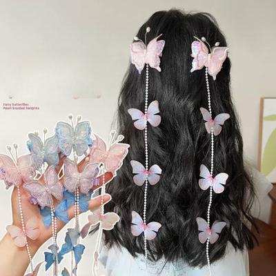 2pcs Butterfly Hair Clips Sweet Cute Baby Girls Hairpin Headwear Handmade Crochet Butterfly Hairpins Children's Hair Accessories