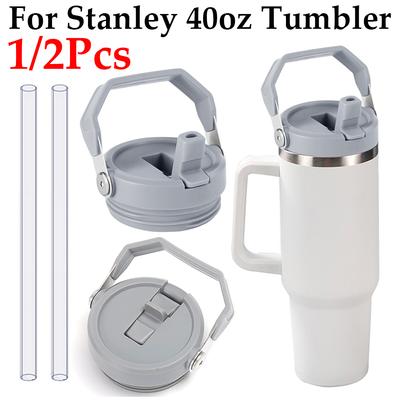 Flip Straw Lid Replacement with Handle Spill Proof Replaceble Tumbler Flip Straw Lid Splash Resistant for Stanley 40oz Cup