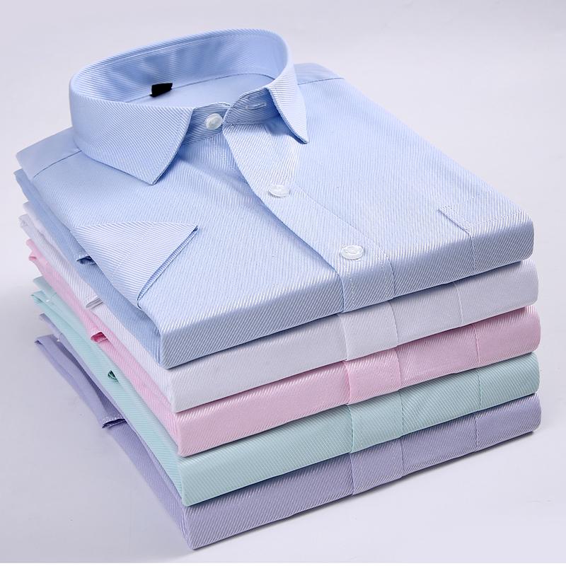 Large Men Short Sleeve Square Collar Formal Shirts for Summer