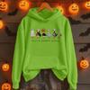 Damemote Casual Langermet trykt Rundhals hettegenser Pullover Topp med lommer