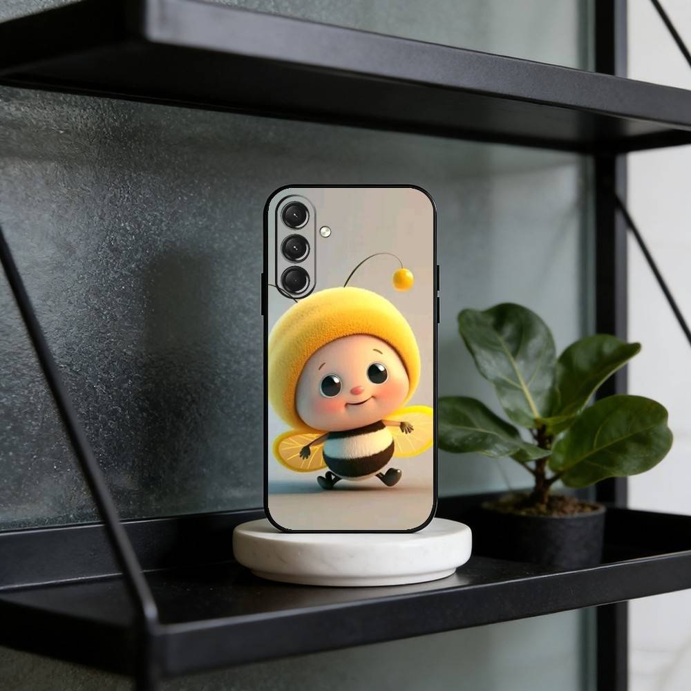 C-Cute Cartoon Bee Phone Case For Samsung Galaxy A73,A21s,A22,A31,A52,A53,A71,A41Soft Black Shell