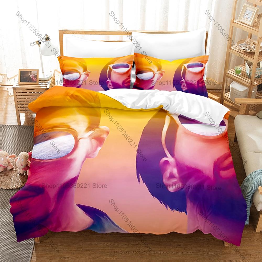 PNL Duvet Cover + 2 Pillowcases, French Hip Hop Duo Print Bedding Set Soft Bed Linen for Music Fans Bedroom Decor
