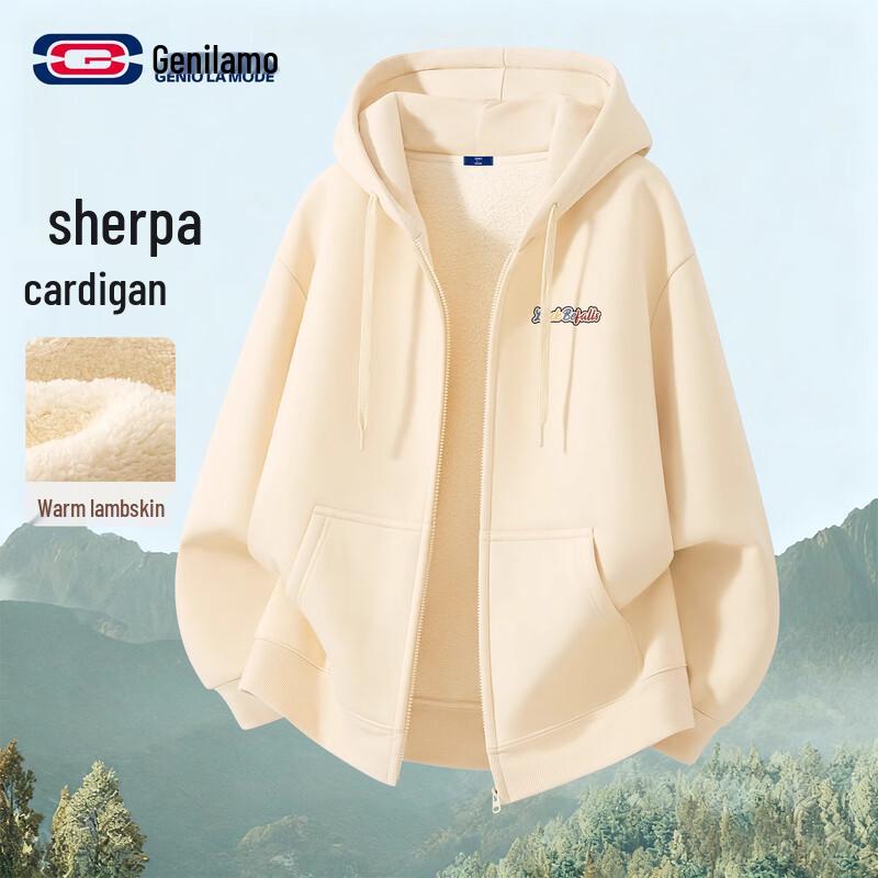 

GENIOLAMODE Men s Sherpa Fleece Hooded Cardigan M