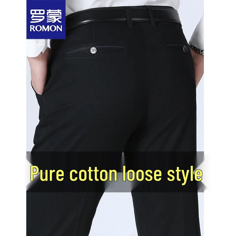 Romon Men's Summer Business Casual Straight Leg Cotton Pants