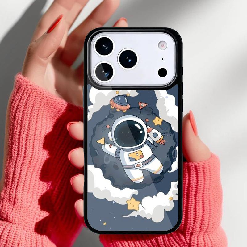 Cute galaxy Astronaut Phone Case for iPhone 17 16 15 14 13 Pro Max Back Cover for 12 11 Pro Coque