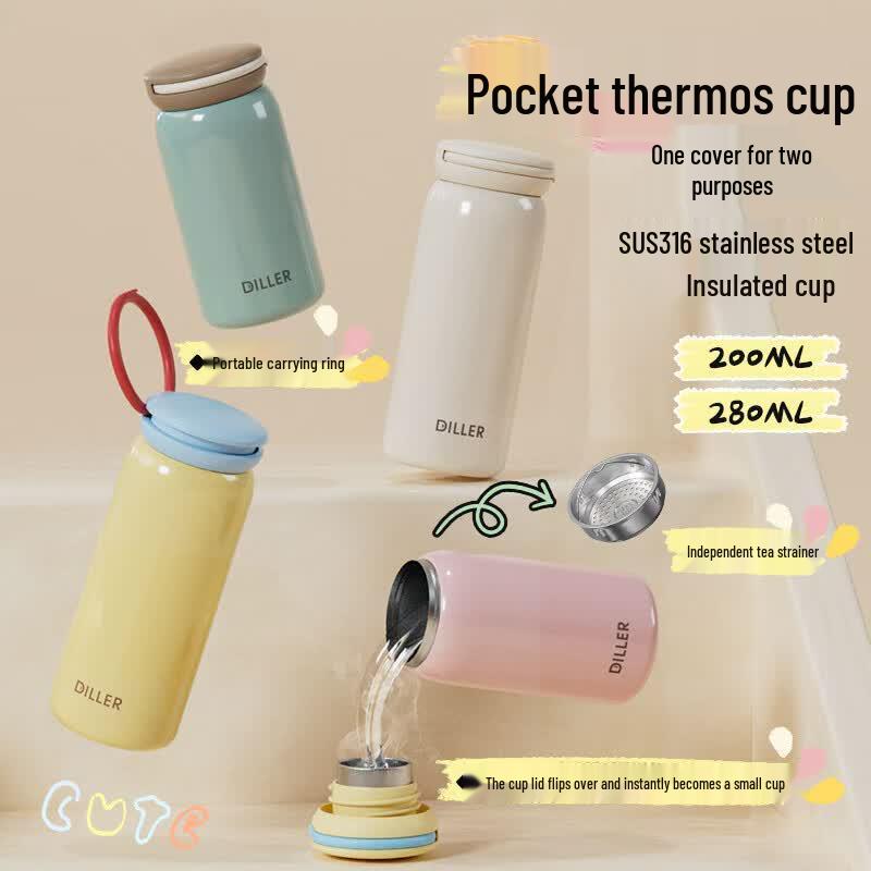 Delebear Mini Portable Stainless Steel Thermos Bottle