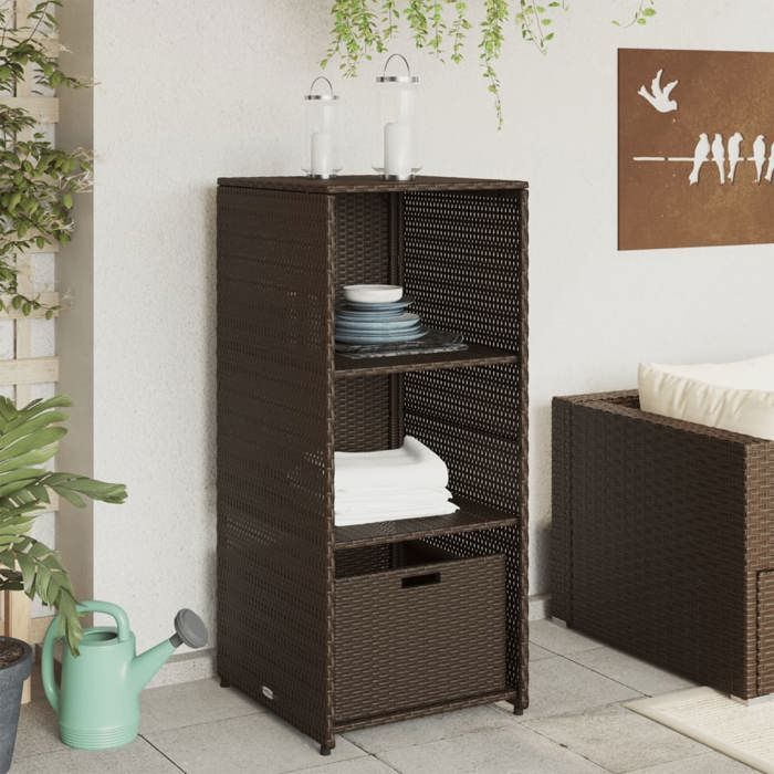 VidaXL Garden Storage Cabinet Brown 50x55x115 Cm Woven Resin 365548
