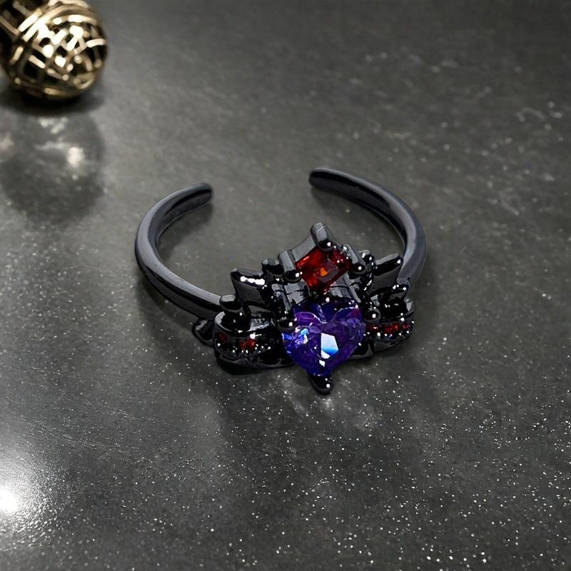 Fashion Color Love Zir*****Pen Ring Slightly Inlaid Heart-Shaped Exquisite High-End Personalized Accessories Women