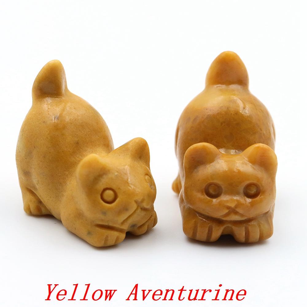 30mm Niedliche Katzenstatue Naturstein Kristall Handgeschnitzt Heilendes Tierfigur Reiki Edelstein Handwerk Heimdekoration Feiertagsgeschenk