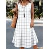 Saldi Estivi Abito Senza Maniche a Pois Moda Elegante da Donna Mini Abito Stampato Casual Scollo Rotondo Ampio Abbigliamento da Donna