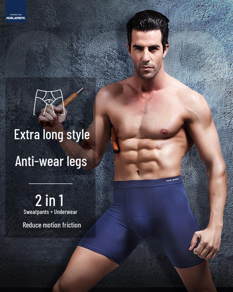 Men's Anti-Friction Quick-Dry Long Boxer Briefs for Running