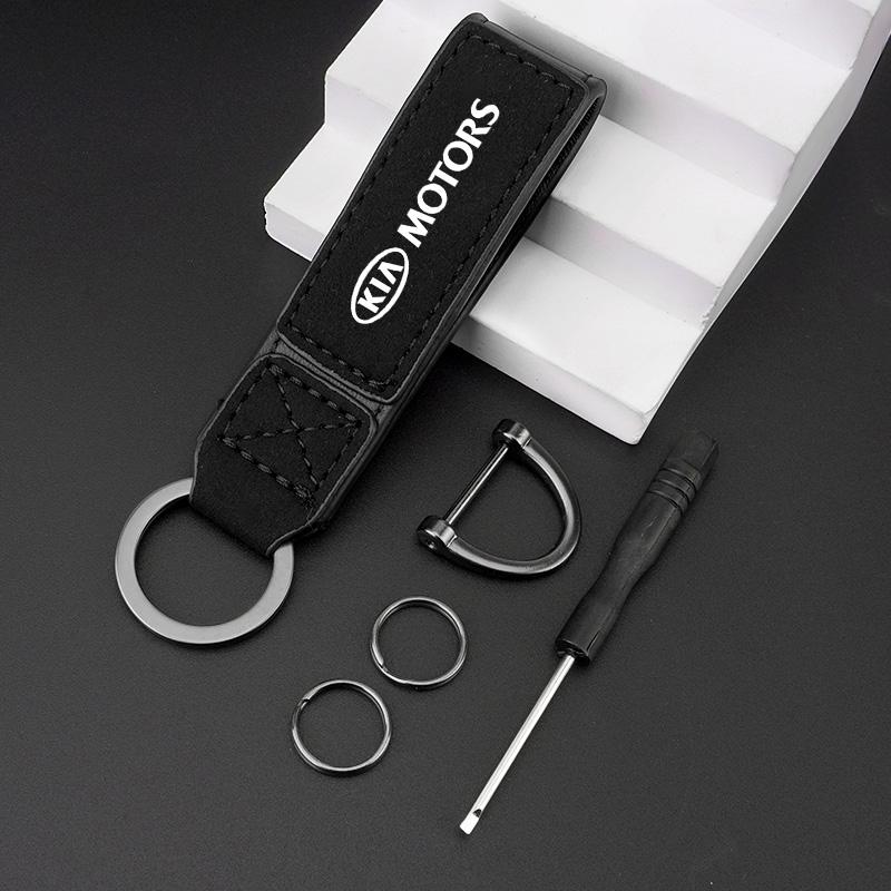 RAWN4 High Grade Leather Car Keychain With Keyring For Kia Rio Picanto Sportage Niro Morning Ceed ProCeed Stonic KN Venga Cerato Forte