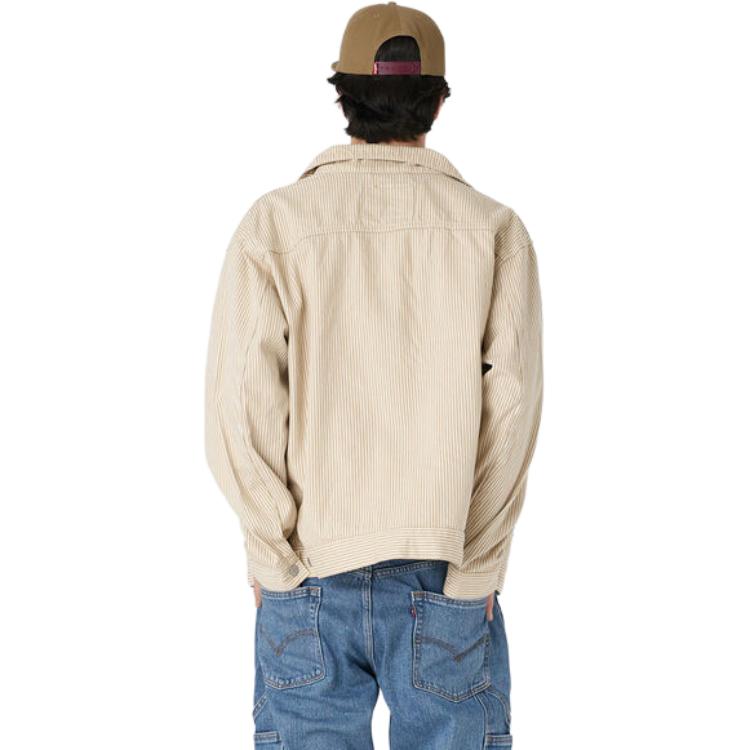 Jachetă Trucker Levis Sunrise cu rever dungat, jachetă cambrată cu un singur rând de nasturi, jachetă pentru bărbați, kaki A4820-0010