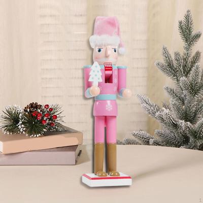 Nutcracker Statue Figurine Collectible Decoration Artwork Wood Sculpture Ornament for Bookshelf