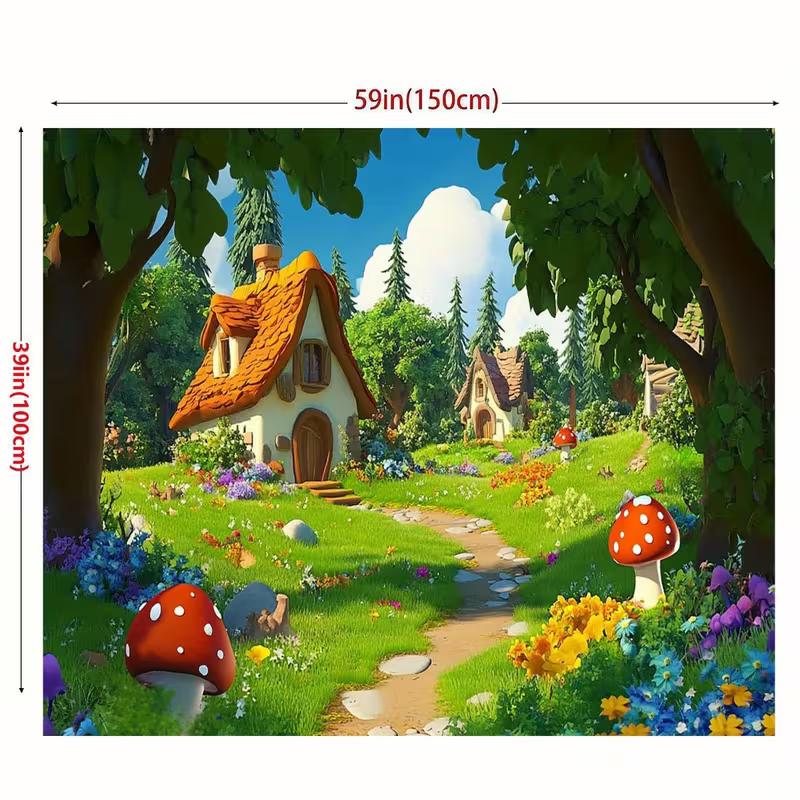 2D Magischer Waldweg Fotografie Hintergrund für Kinder
