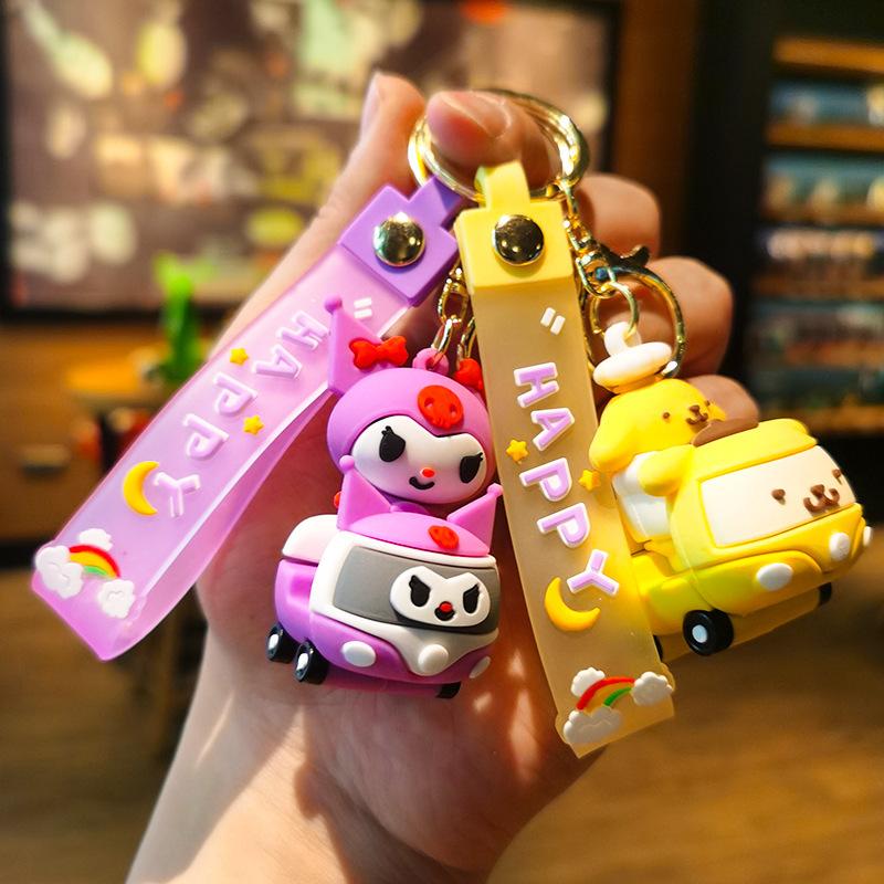 Tram Sanrio Kuromimi Keychain Cartoon Small Gift Doll Machine Car Keychain Gift Push Gift Cute Personalized Gifts Y2k Fashion