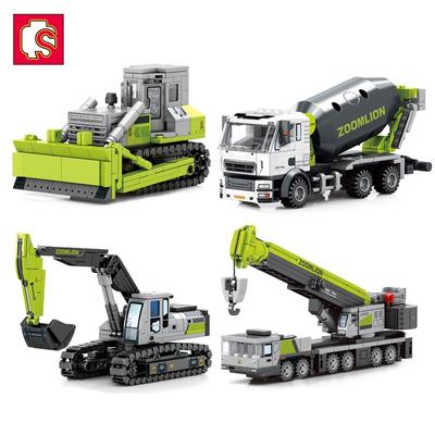 Mühendislik Yapı Taşları Şehir İnşaatı Çocuk Oyuncağı Çimento Mikseri Kamyon Vinç Ekskavatör Mini Buldozer Erkek Çocuk Hediyeleri