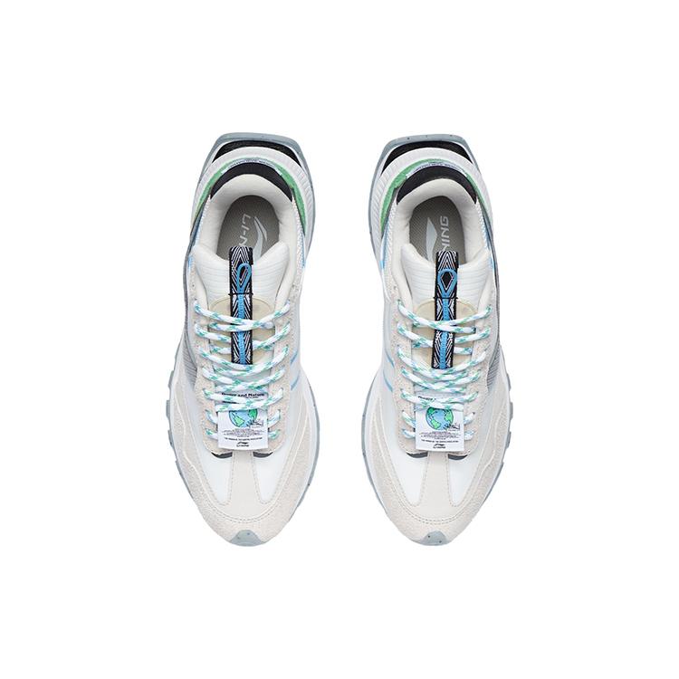 New LiNing Cushioned Slip Resistant Abrasion Resistant Low Top Casual Running Shoes Men's White Sand Gray AGCR445-1