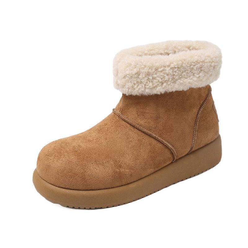 Koreanische Version Herbst und Winter neue hässlich süße Boken haarige kurze Schneestiefel Damen vielseitig warm gefütterte verdickte Baumwollschuhe