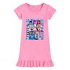 M1231 Kids Girls Kpop Rumi Zoey Mira Print Short Sleeves Ruffle Dress