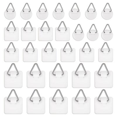 J1UL1N 30 Pack Adhesive Picture Hanger Picture Hanging Hooks Without Nails Adhesive Wall Hangers Sticky Picture Hangers