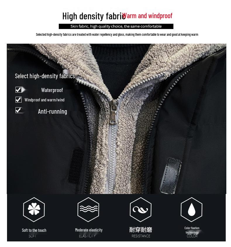 Men's Winter Hong Kong Style Hooded Two-Piece Cotton Coat - Plus Size, Extra Thick Warm Outerwear