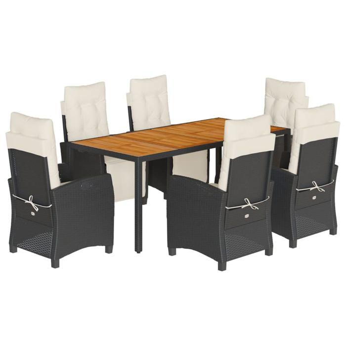 VidaXL 7-Piece Garden Dining Set with Cushions, Table and Chairs with Adjustable Backrest, Outdoor Furniture, 3212904