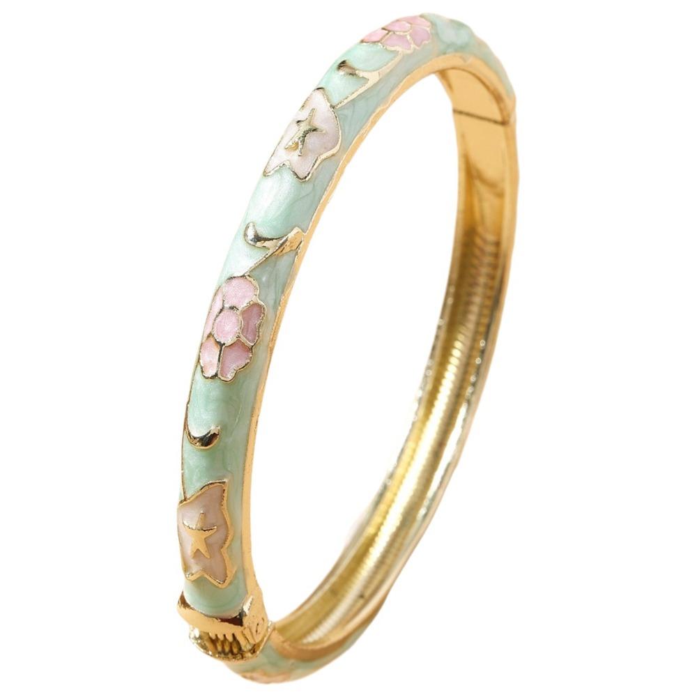 Ethnic Style Vintage Cloisonne Bangle Opening Enamel Bracelet Women's Hand Bracelet  Jewelry Gifts