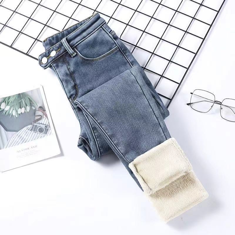 Winter Warme Samtjeans Damen Lässig Damen Hosen Pantalon Denimhosen Y2K Jeans Weiche Leggings