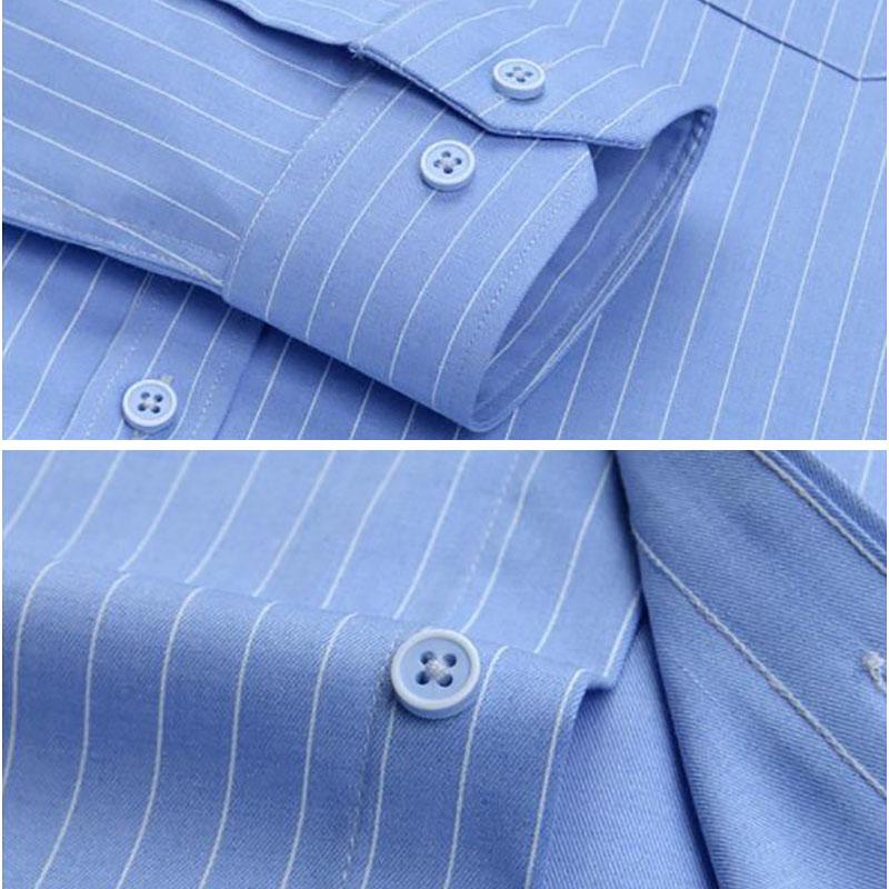 Męska koszula w paski T-shirty biznesowe Casualowa luźna koszula wierzchnia na guziki Jednolity kolor Rozciągliwa bielizna Długi rękaw Cienka góra Odzież męska