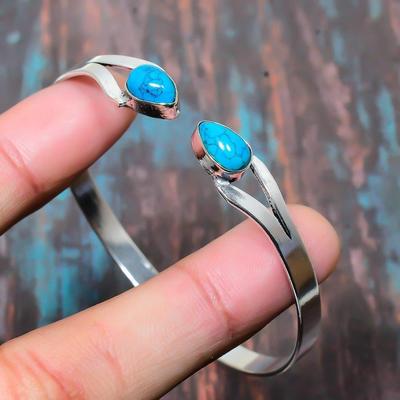 Santa Rosa Turquoise Gemstone Handmade  925 Sterling Silver Jewelry Cuff/Bangle Adjustable