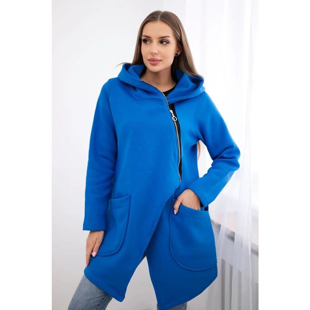 Hooded Sports Fleece Sweatshirt Casual Long-sleeved Zipper Jacket Women's Plus-size Solid Color Jacket