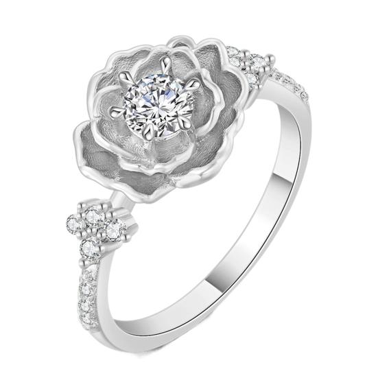 

Женское кольцо с трехмерным цветком и кубическим цирконием, ювелирные изделия, цветочное кольцо на палец в стиле Ins US 10 белый