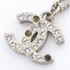 Used CHANEL COCO Mark F13V Necklace Stainless Steel Rhinestone Silver Clear Used