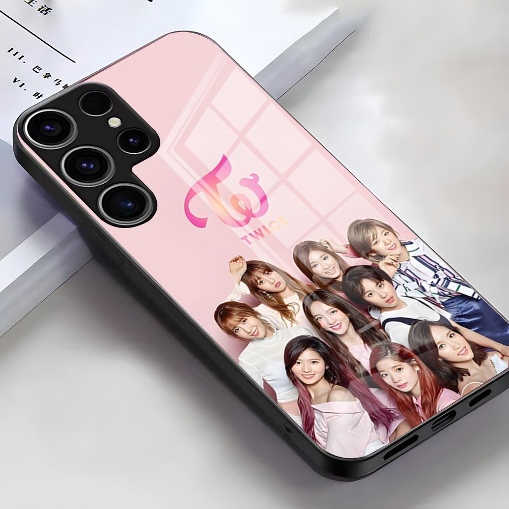 KPOP TWICE LOGO Phone Case For Samsung S26 S25 Edge Ultra S23 S22 S21 S20 Ultra Plus S24 Fe A54 A53 A25 Glass Cover Samsung S23 Plus